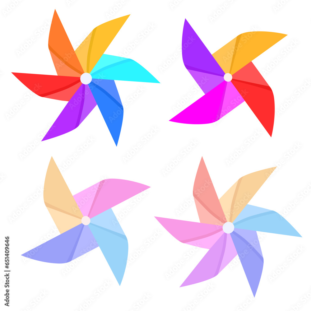Obraz premium set of colorful origami paper windmill
