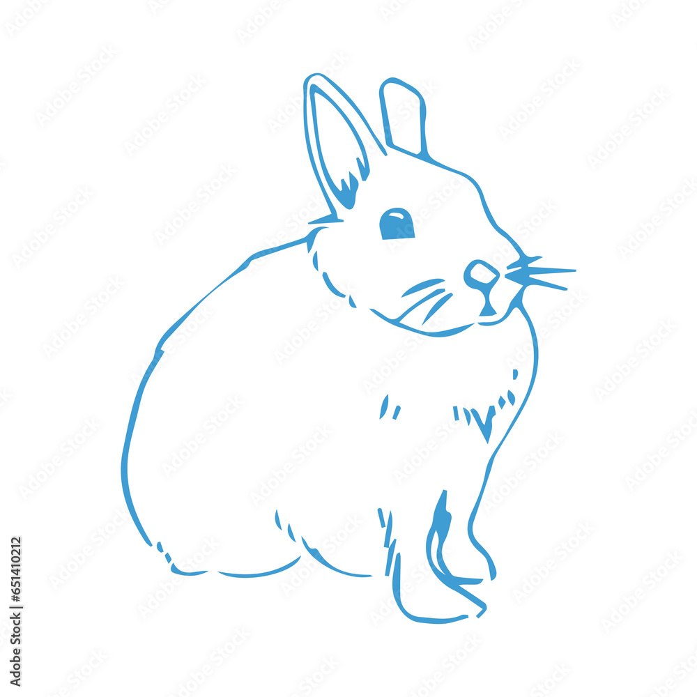 Naklejka premium Digital png illustration of blue fat bunny on transparent background