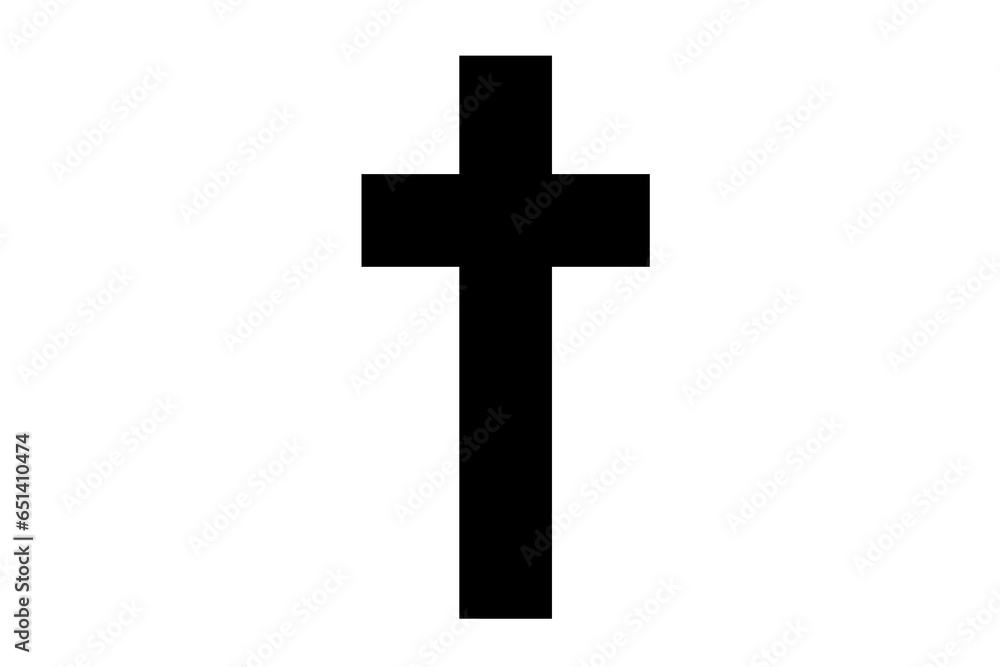 Digital png illustration of black cross on transparent background