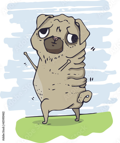 Fototapeta Naklejka Na Ścianę i Meble -  Digital png illustration of dog pug on transparent background