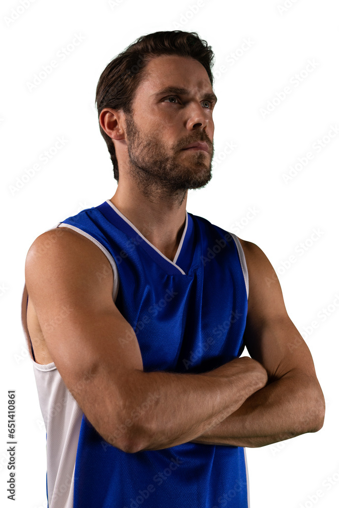 Digital png photo of serious caucasian sportsman standing on transparent background Digital png photo of serious caucasian sportsman standing on transparent background