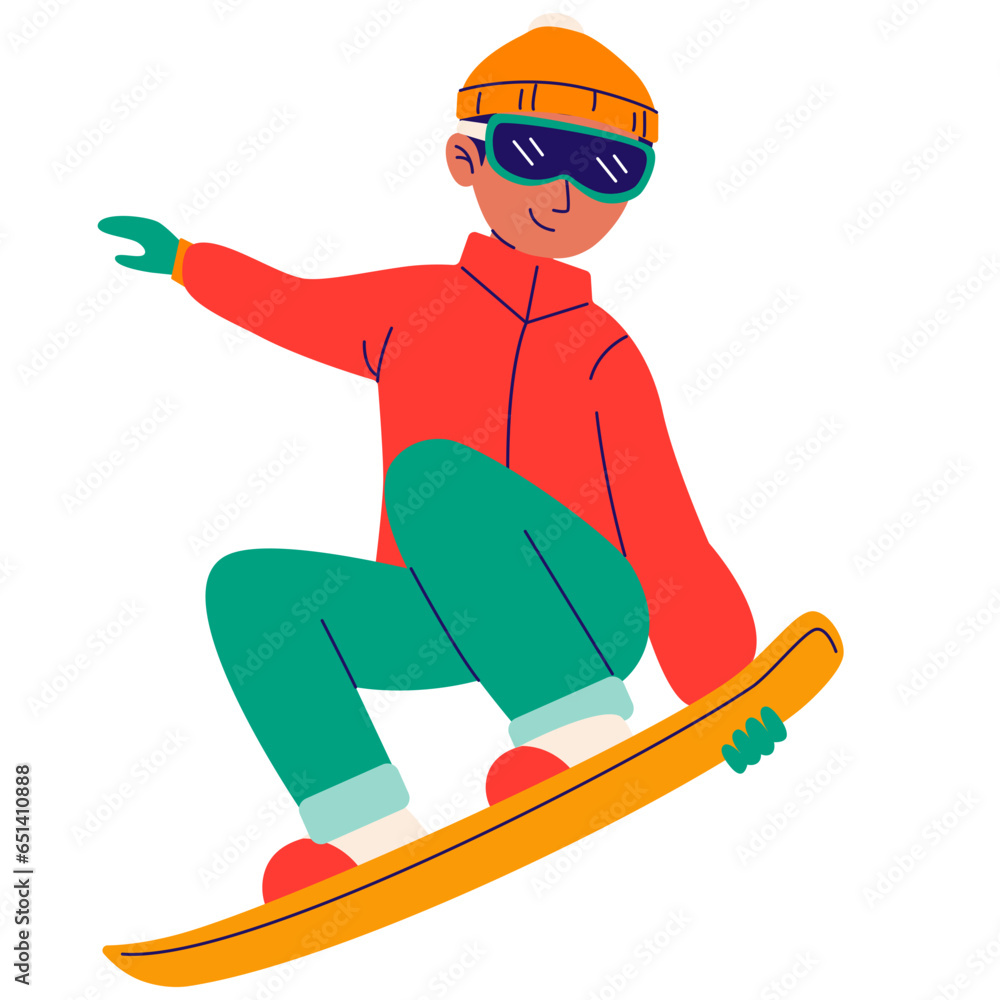 Man Snowboarding Illustration - obrazy, fototapety, plakaty 