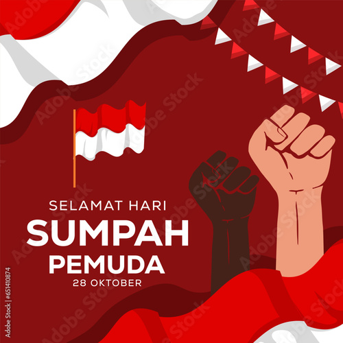 vector sumpah pemuda 28 oktober illustration in flat design style