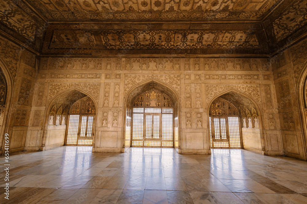 Pattern on the architectural wall of Agra Fort, India Pattern on the architectural wall of Agra Fort, India