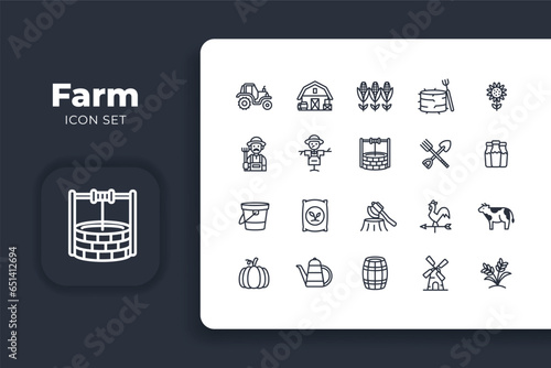 lineal farm icon design set