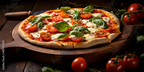 pizza with tomatoes and mushrooms.Supreme pizza ,