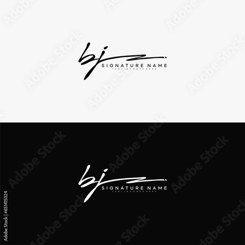 premium BJ letter signature logo in handwriting art style monogram vector illustration template