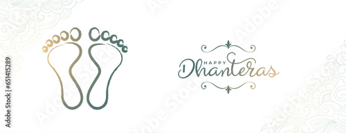 indian festival happy dhanteras worship banner with goddess feet design