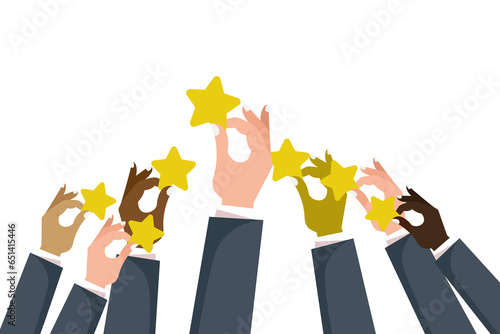 Wallpaper Mural Hands rise to the top of the star on a green background. Feedback recognition Torontodigital.ca