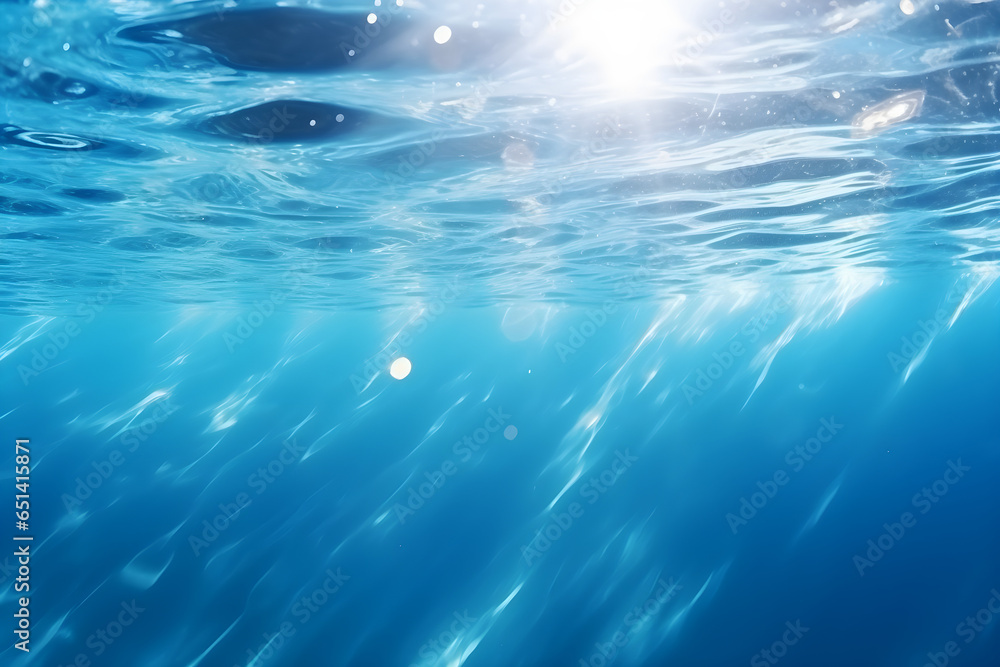 Beautiful light reflections in a crystal clear transparent water surface in a blue hue is a beautiful background image with space for text Beautiful light reflections in a crystal clear transparent water surface in a blue hue is a beautiful background image with space for text