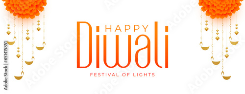 indian festival happy diwali banner with floral design