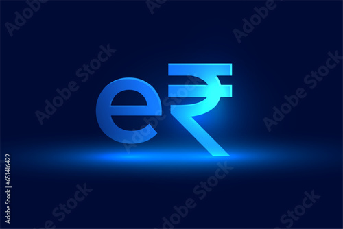 e-rupi symbol in technology style glowing background vector