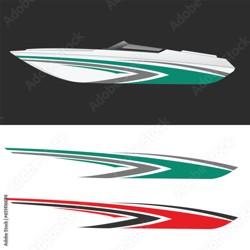 ship wrap sticker design vector. jet boat vinyl sticker