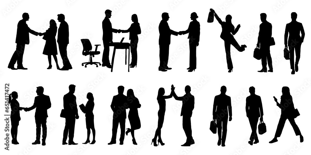 set of silhouettes of business vector