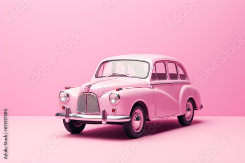 vintage pink car isolated on pink background