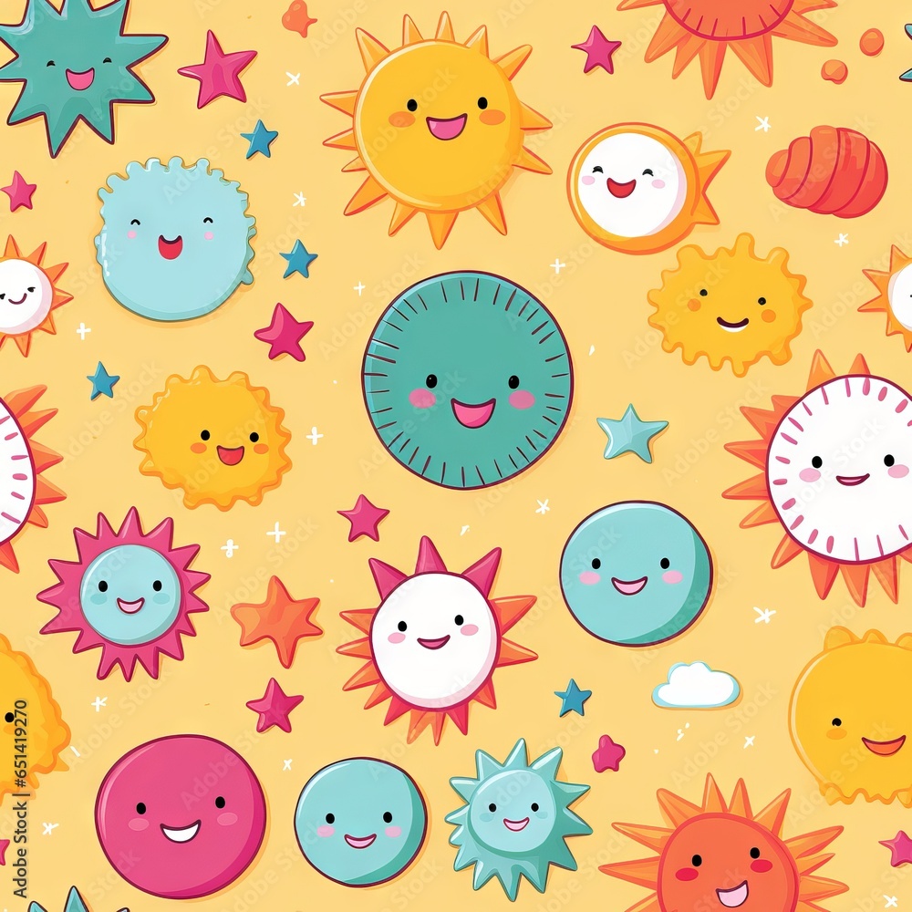 seamless pattern funny faces suns moons and stars seamless pattern funny faces suns moons and stars