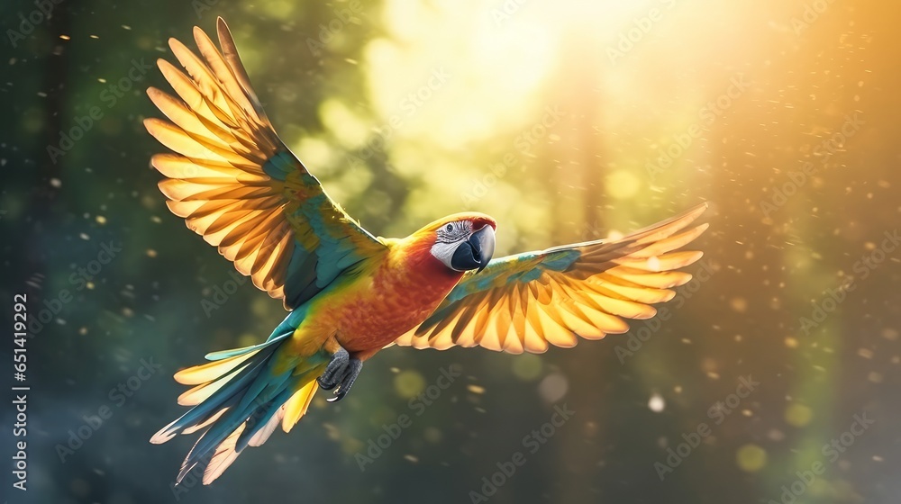 parrot flies