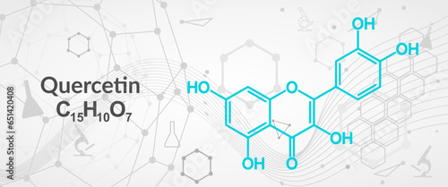 Quercetin or Vitamin P. Plant Flavonol from the Flavonoid Group of Polyphenols. Structural Chemical Formula