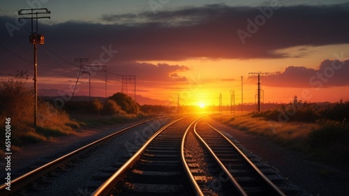 railway in the sunset