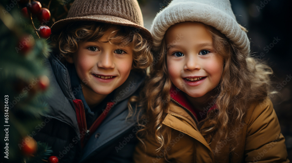 Excited children at Christmas time Excited children at Christmas time