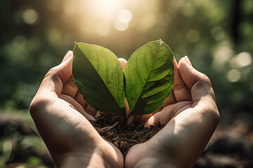 renewable energy light bulb with green energy, Earth Day or environment protection Hands protect forests that grow on the ground and help save the world, solar panels	