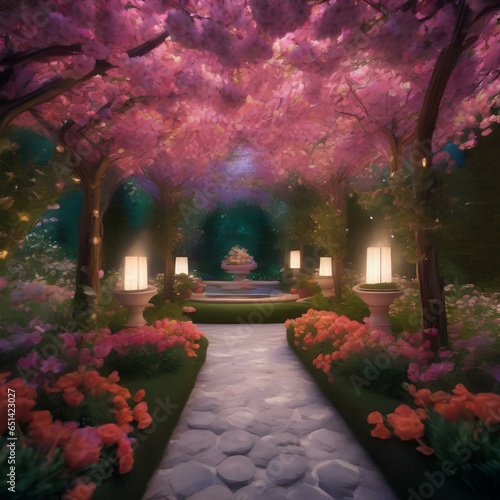 A garden where flowers release fragrances that evoke vivid  otherworldly dreams when inhaled4