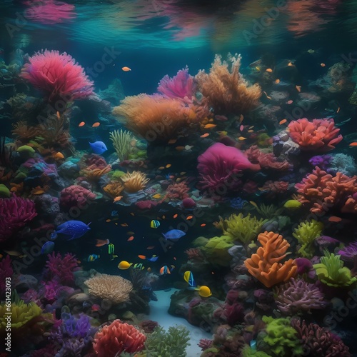 A lush underwater garden filled with vibrant  bioluminescent coral and fantastical sea creatures2