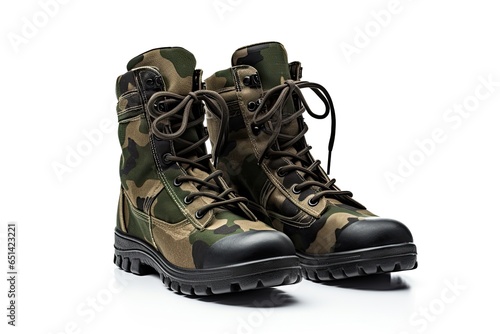Military shoes isolated on white background