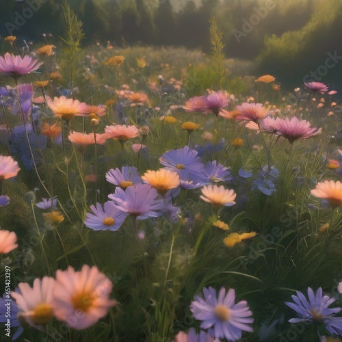 A meadow where flowers bloom as intricate  living puzzles that rearrange themselves daily3