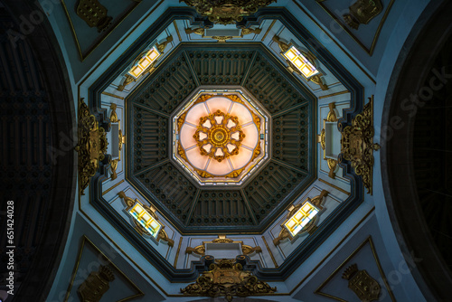 View of the dome from the interior of the Basilica of the Royal Marian Shrine of Our Lady of Candelaria. Small town of Candelaria  Tenerife. Canary islands  Spain.