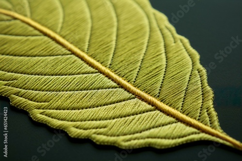 Green Leaf Embroidery: Crafted Detailing, Generative AI
