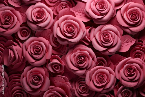 Pink Roses Bloom in 3D Artistry, Generative AI