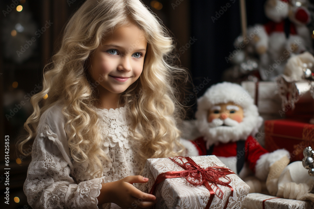 A portrait of a happy child at Christmas time