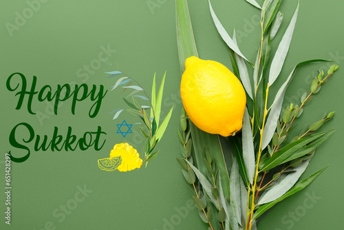 Greeting card for Jewish Sukkot festival photo