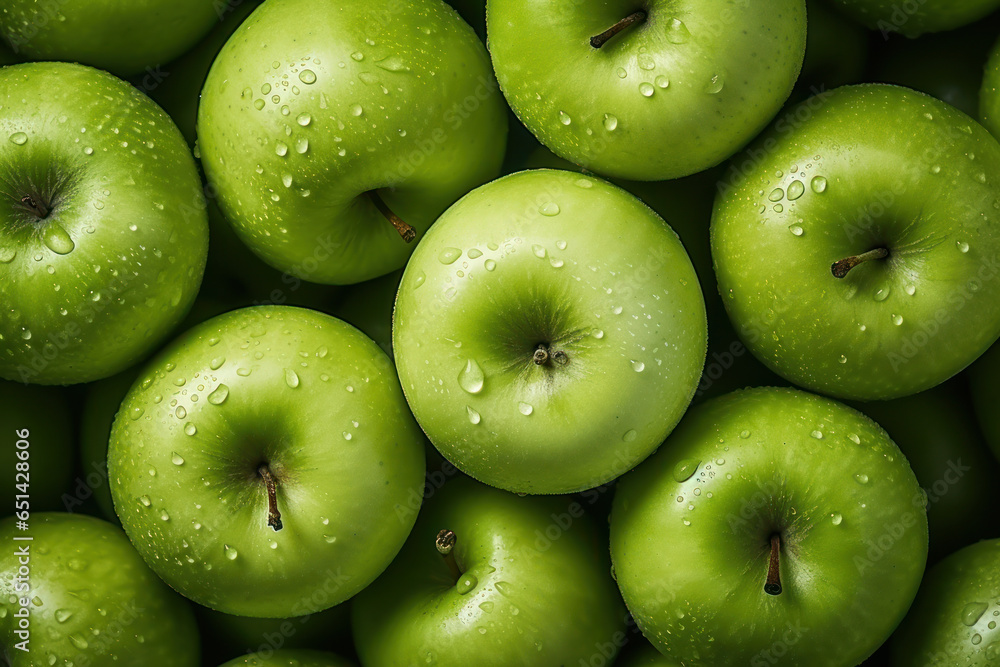 Background of green apples, fresh organic fruits from the farm Background of green apples, fresh organic fruits from the farm