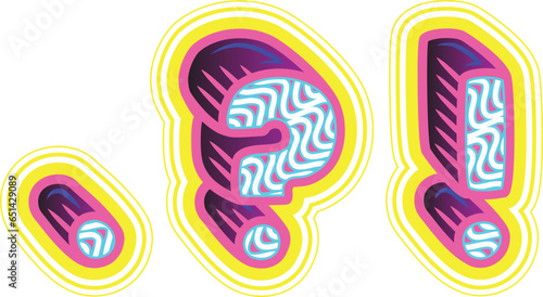 Wavy Pink & Blue Retrowave Punctuation Marks