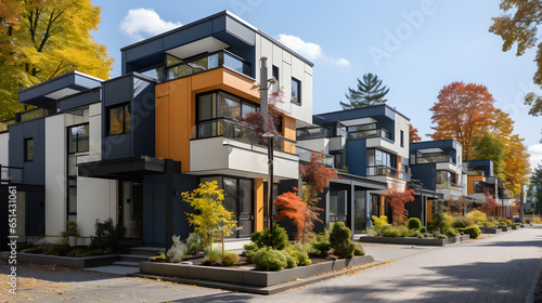 Modern modular private townhouses. Residential architecture exterior © Samira