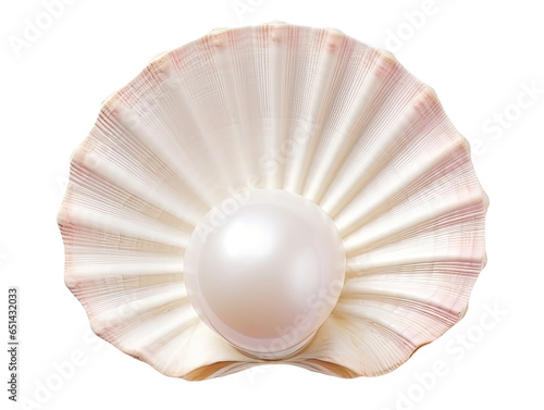 Seashell with pearl isolated on transparent background