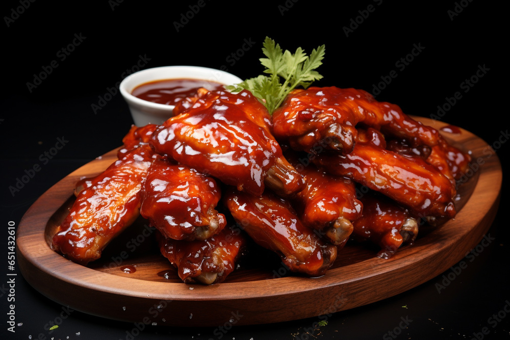 Grilled chicken wings with barbecue sauce on a neutral backgroundl Grilled chicken wings with barbecue sauce on a neutral backgroundl