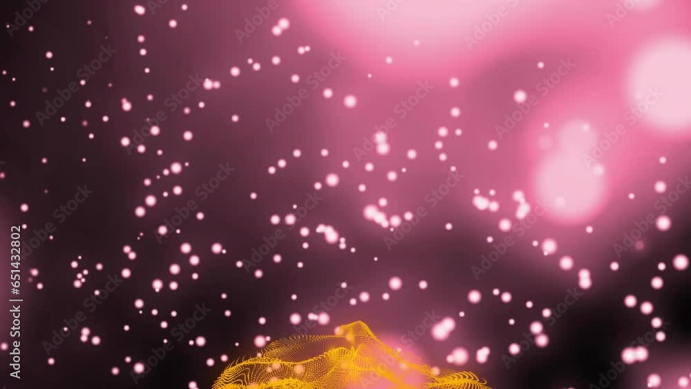 Animation of abstract dynamic pattern with dots and lens flares over black background Animation of abstract dynamic pattern with dots and lens flares over black background