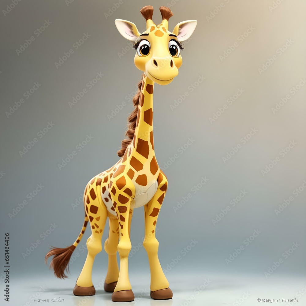Fototapeta premium giraffe, animal, cartoon, zoo, mammal, vector, safari, illustration, wild, neck, wildlife, baby,