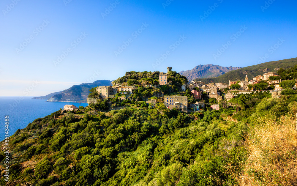 The Beautiful Village of Nonza in the Steep Corsican Landscape