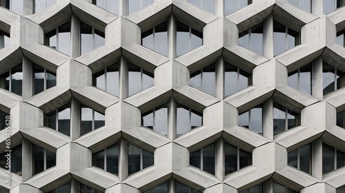 Geometric details facade in a minimalist concrete brutalist building