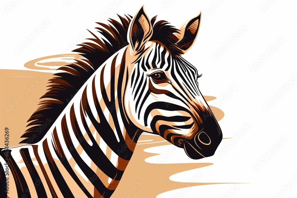 Zebra face vector illustration isolated on a plain white background