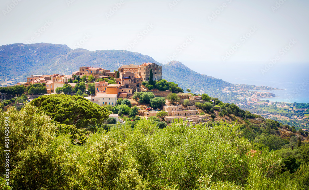 The Beautiful Village of Pigna in the Balgane Region on Haute-Corse, Corsica, France