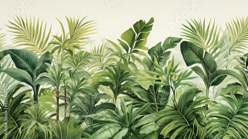 Tropical trees and leaves for digital printing