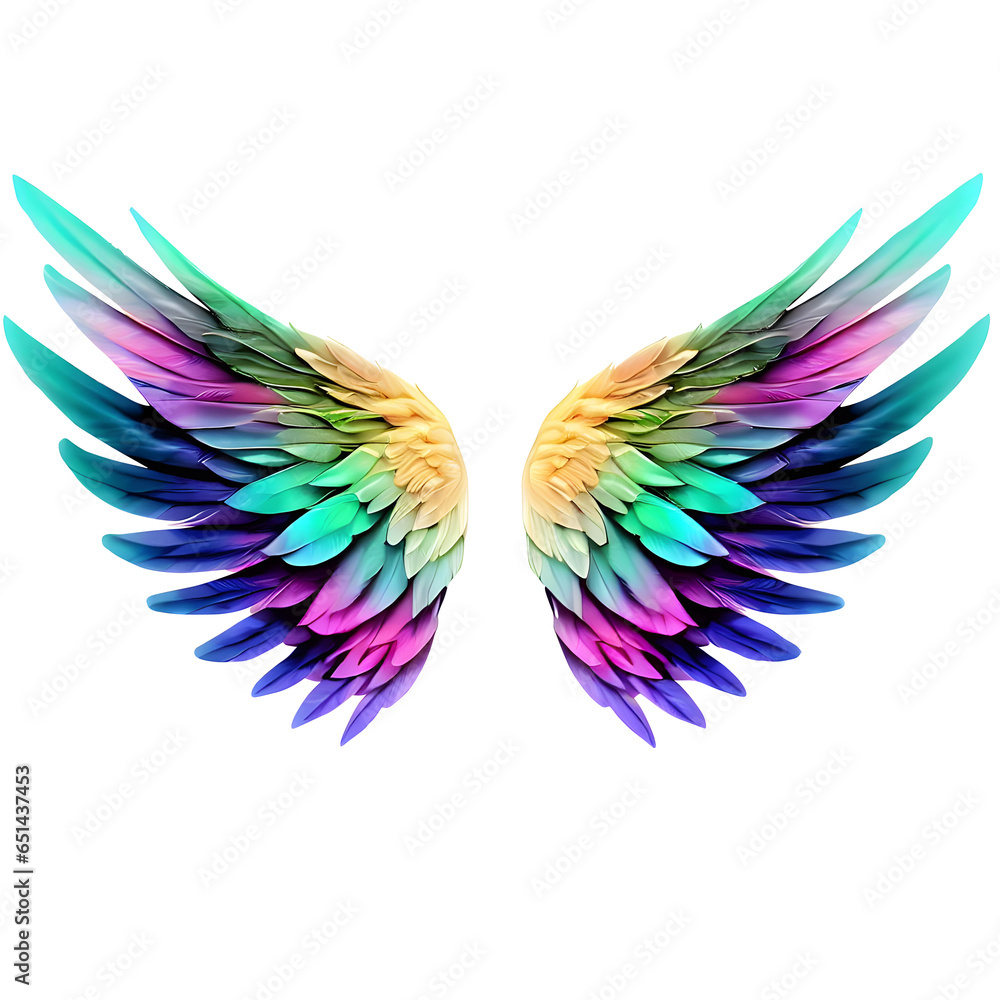 colorful wings on a transparent background colorful wings on a transparent background