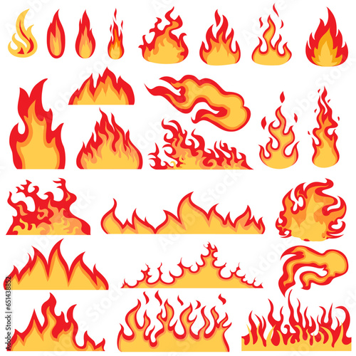 Fire icon vector set. Flame illustration sign collection. Burn symbol. Hot logo.