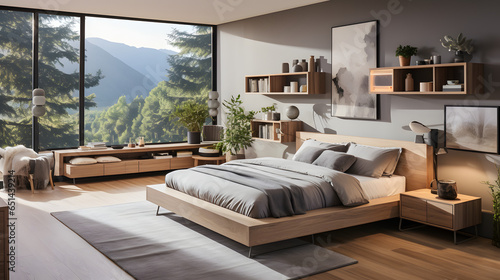 Scandinavian style interior design of modern bedroom