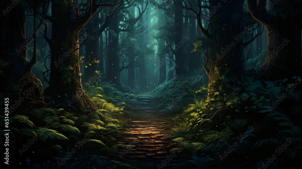 Way in deep forest
